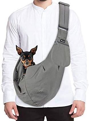 SlowTon Pet Carrier, Hand Free Sling Adjustable Padded Strap Tote Bag Breathable Cotton Shoulder Bag Front Pocket Safety Belt Carrying Small Dog Cat Puppy Machine Washable