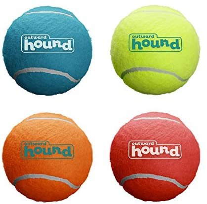 Outward Hound Squeaker Ballz & Tennis Ballz - Squeaking & Fetching Tennis Ball Dog Toys