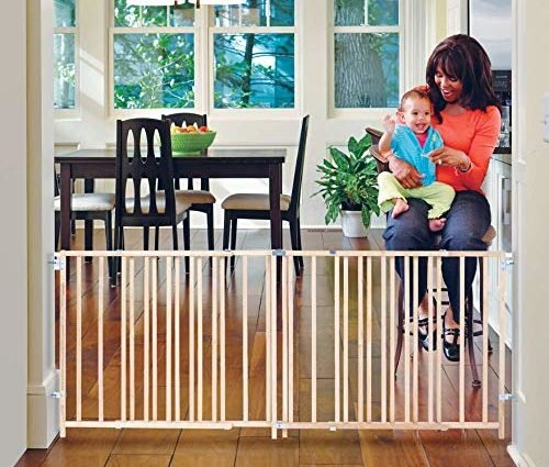 Toddleroo by North States 103" Wide Extra Wide Swing Baby Gate: Perfect for Oversized Spaces. No Threshold. One Hand Operation. Hardware Mount. Fits 60"- 103" Wide (27" Tall, Sustainable Hardwood)