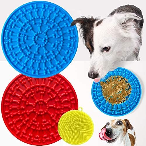2 Pack Dog Lick Mat with Scrub Pad - Lick Mat for Dogs with Strong Suction - A Challenging Dog Lick Pad for Large and Small Dogs - Our Dog Licking Mat is a Lick Bowl Helpful for Bathing