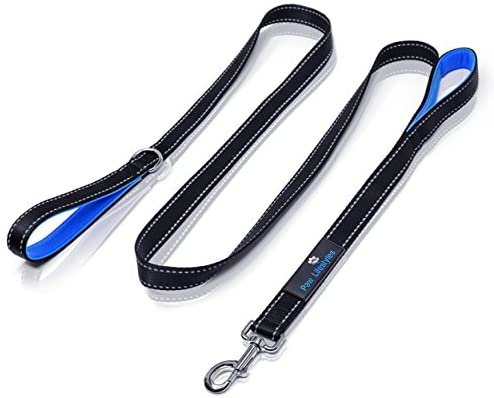 Heavy Duty Dog Leash - 2 Handles - Padded Traffic Handle for Extra Control, 7ft Long - Perfect Leashes for Medium to Large Dogs