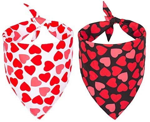 Valentine's Day Dog Bandana Reversible Triangle Bibs Scarf for Small Medium Large Dogs